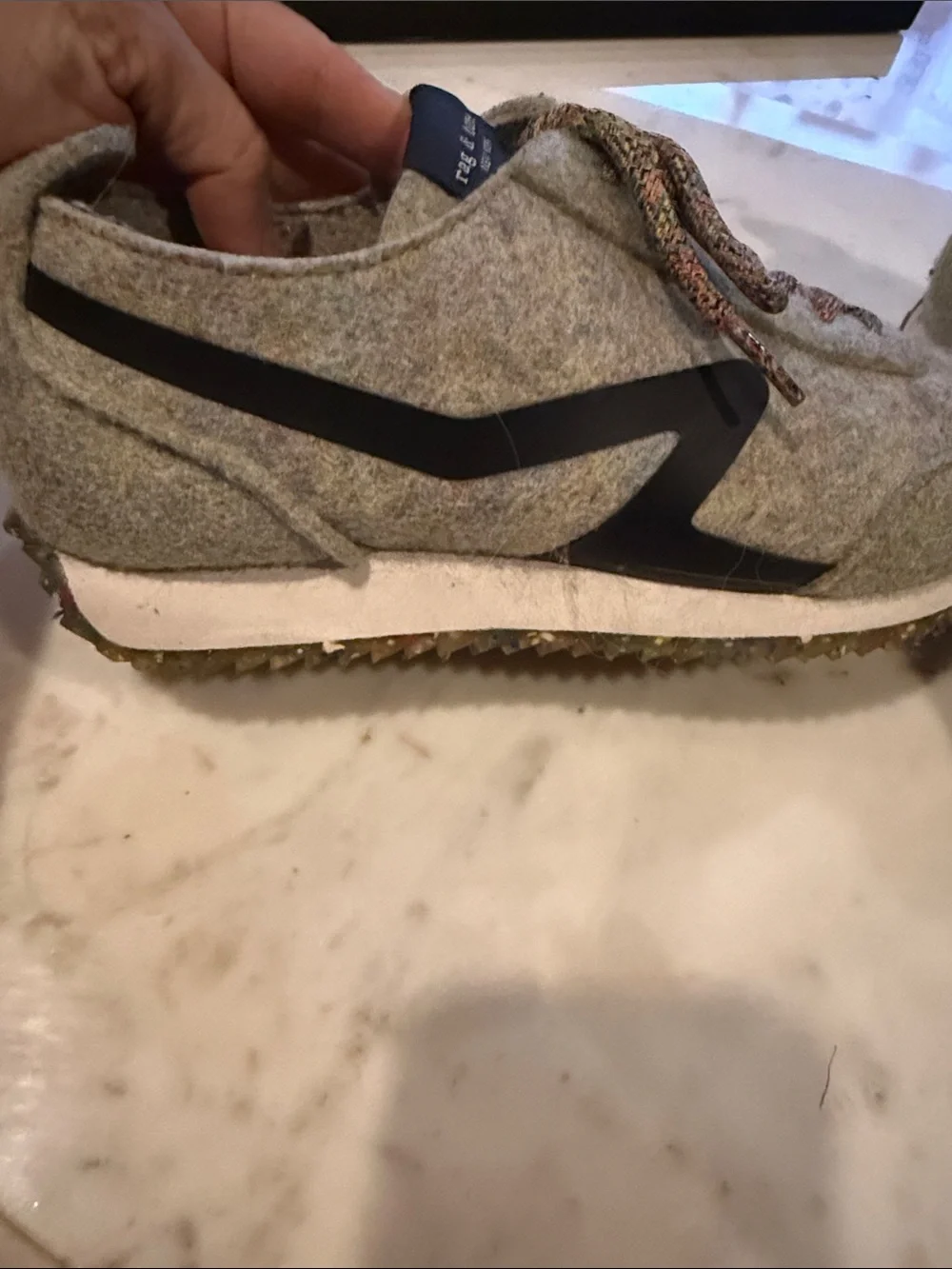 Women’s rag & bone Heathered Gray Multicolor Wool Sneakers with Black Accents